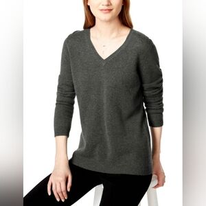 Cashmere Sweater Charter Club Woman's XS Brown Long-Sleeve V-Neck 100%